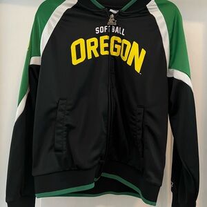 Starter Oregon Ducks Softball Track Jacket Large Green Black Full Zip